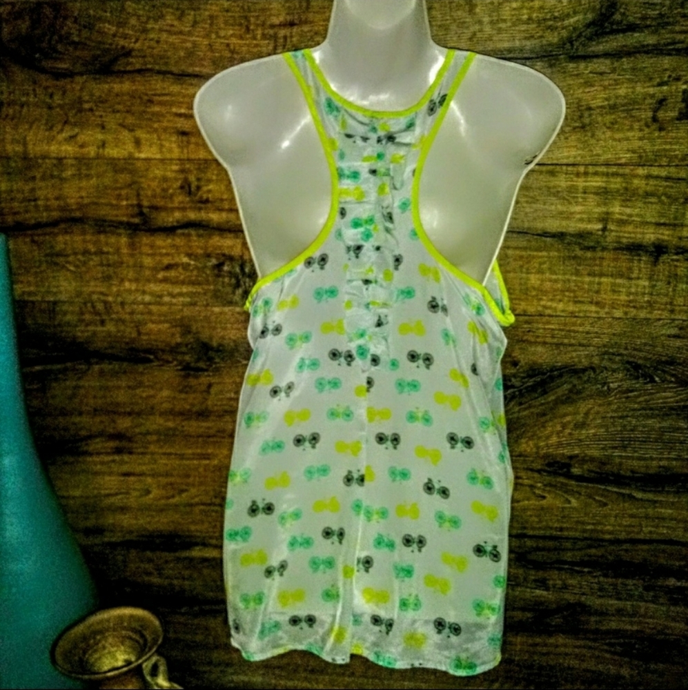 Candie's Top Size L Chiffon Ruffle Racerback - Picture 6 of 11